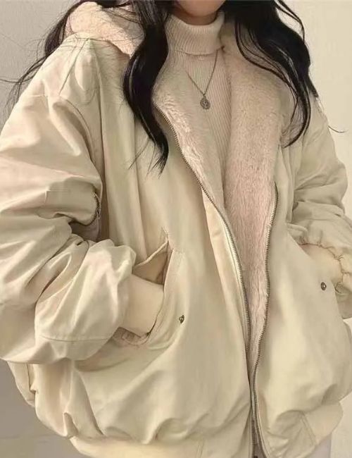 2 Lucyever Two-Sided Wear Fleece Warm Jacket Women