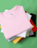 Close-up of soft 100% cotton fabric on women's loose fit t-shirt