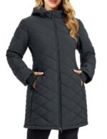 Quilted fabric texture of womens insulated puffer jacket