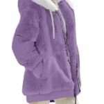 Women's Full Zip Fleece Jacket with Hood, Collar & Pockets