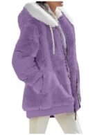 Women's Full Zip Fleece Jacket with Hood, Collar & Pockets